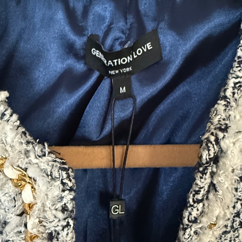 Generation Love Serena Tweed Jacket White/Indigo Size M NWT - Picture 3 of 7